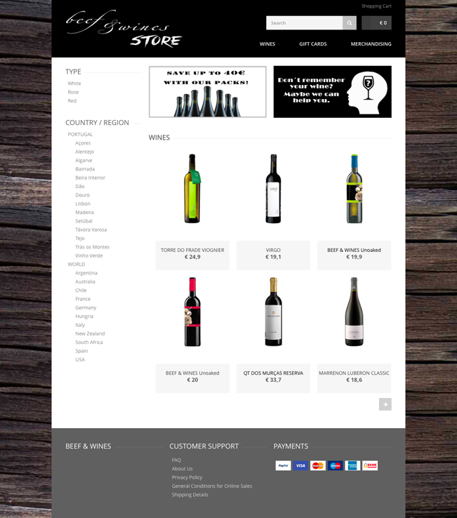Website - Beef and Wines Store